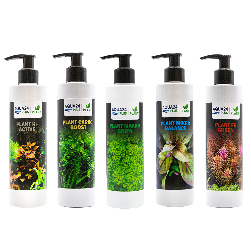 AQUA24 PLUS Zestaw Nawozów Makro Mikro Carbo Potas Żelazo 5x250ml